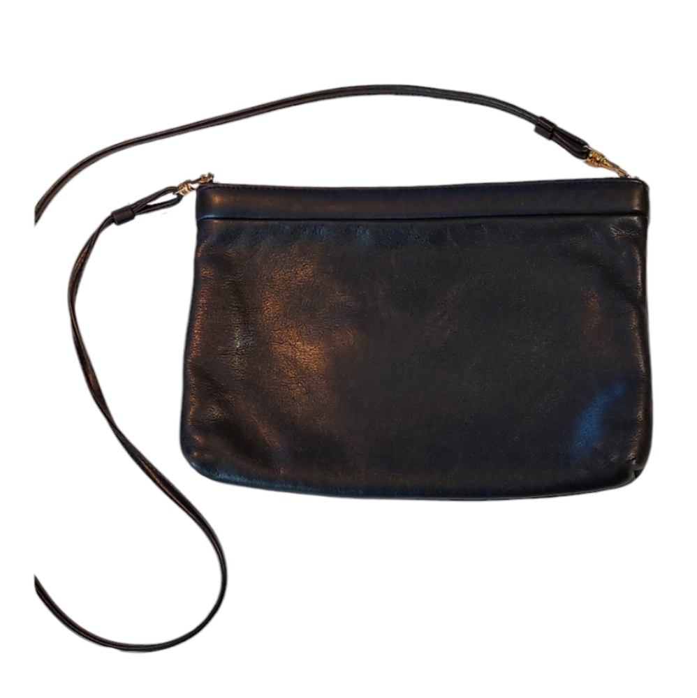 Vintage Black Clutch Shoulder Bag with Detachable Strap